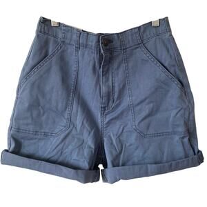 NEW GLORIA VANDERBILT High Waisted Utility Shorts Small Blue Elastic Waist